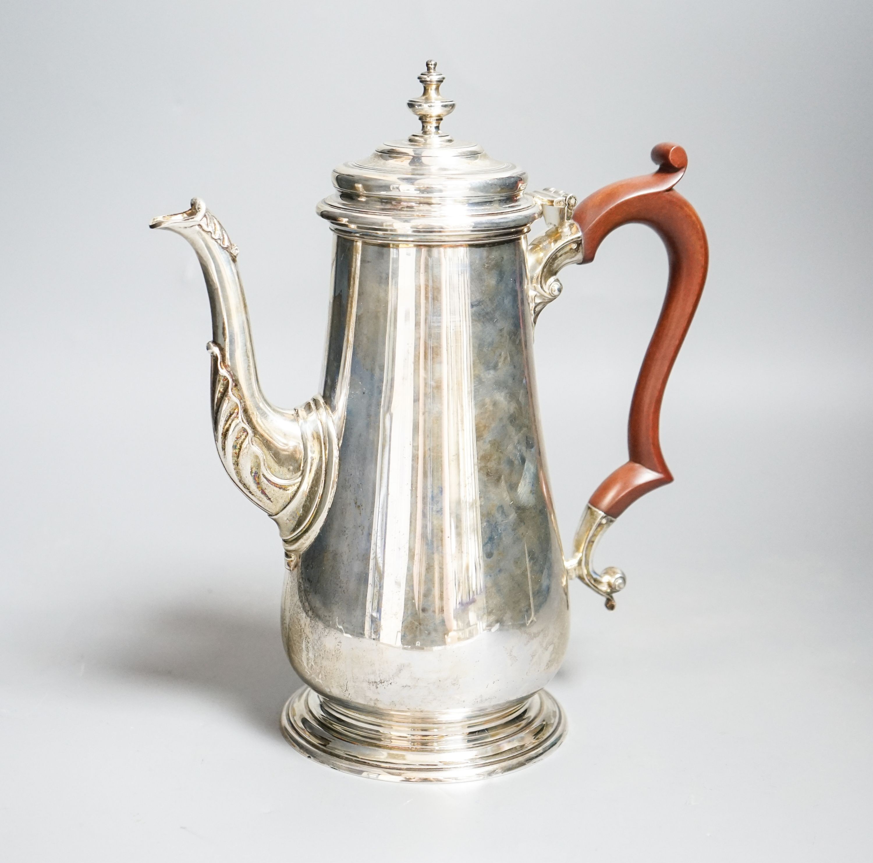 A modern silver coffee pot, by C.J. Vander Ltd, London, 1971, height 24.9cm, gross 29.5oz.